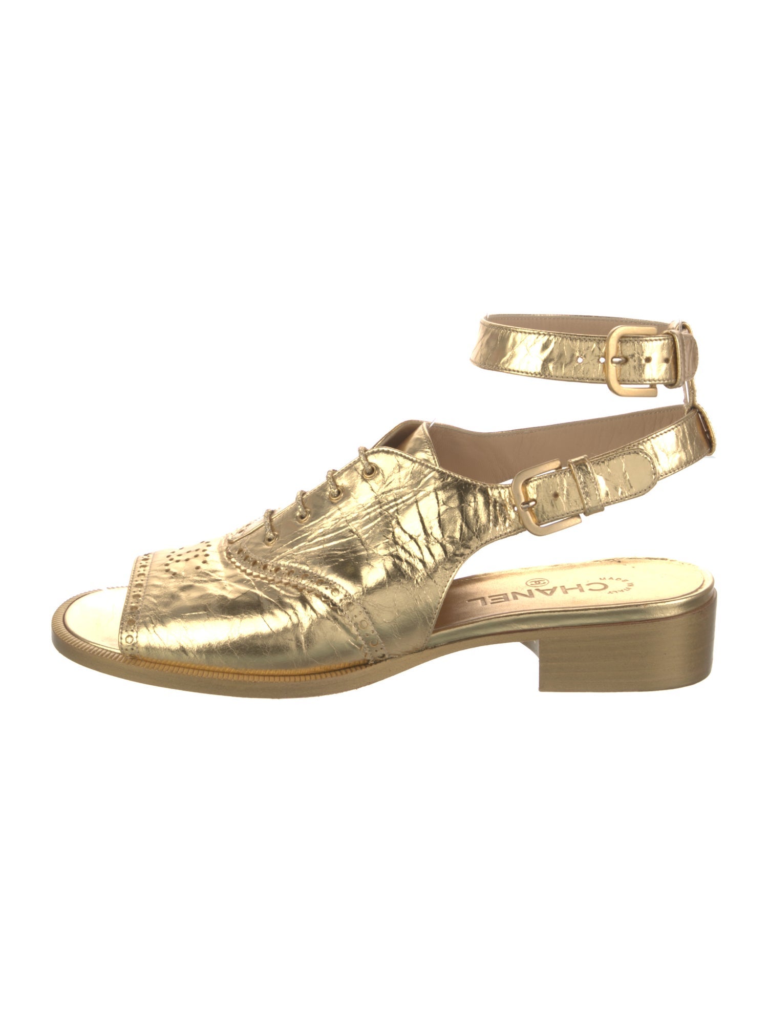 Chanel Interlocking CC Logo Leather Gladiator Sandals