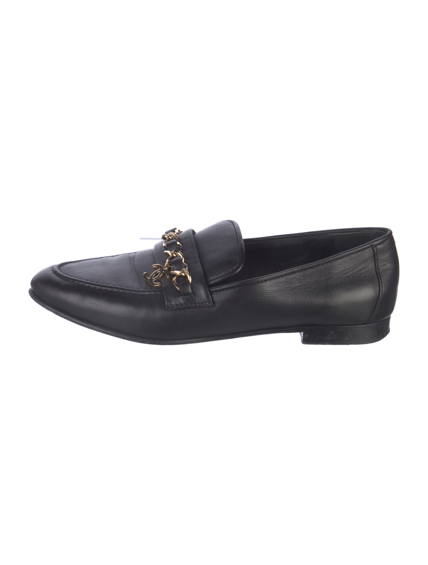 Chanel Interlocking CC Logo Leather Loafers