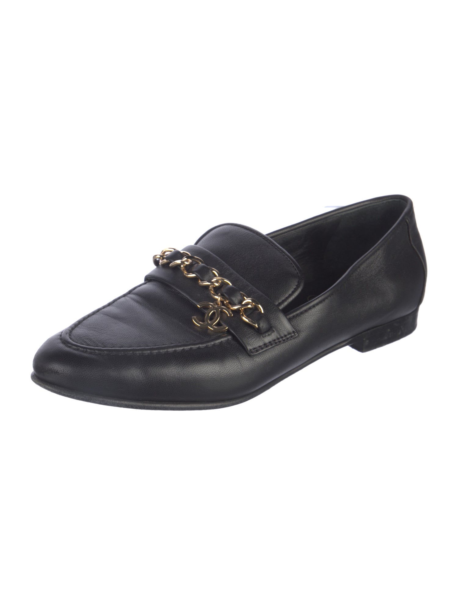 Chanel Interlocking CC Logo Leather Loafers