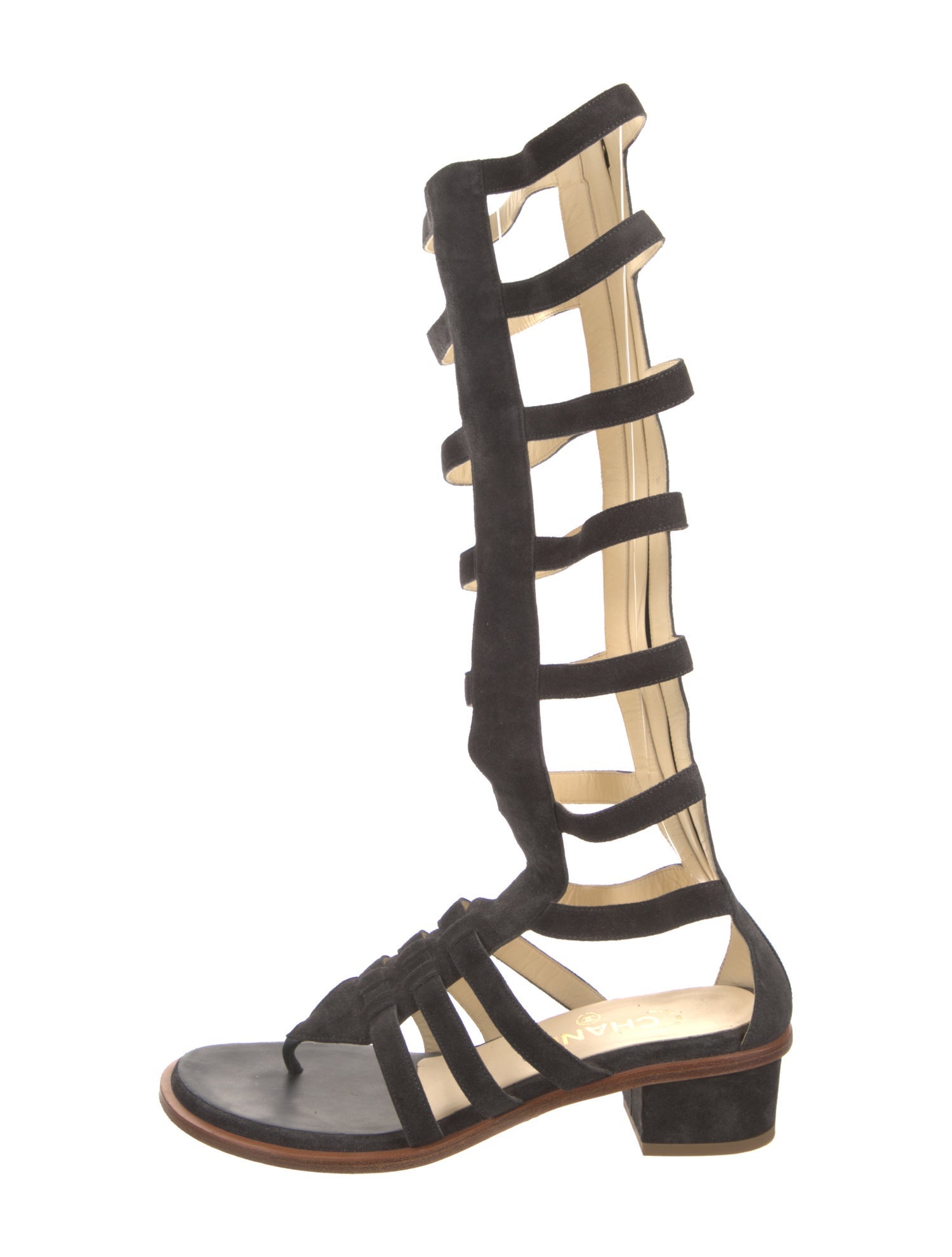 Chanel Interlocking CC Logo Suede Gladiator Sandals