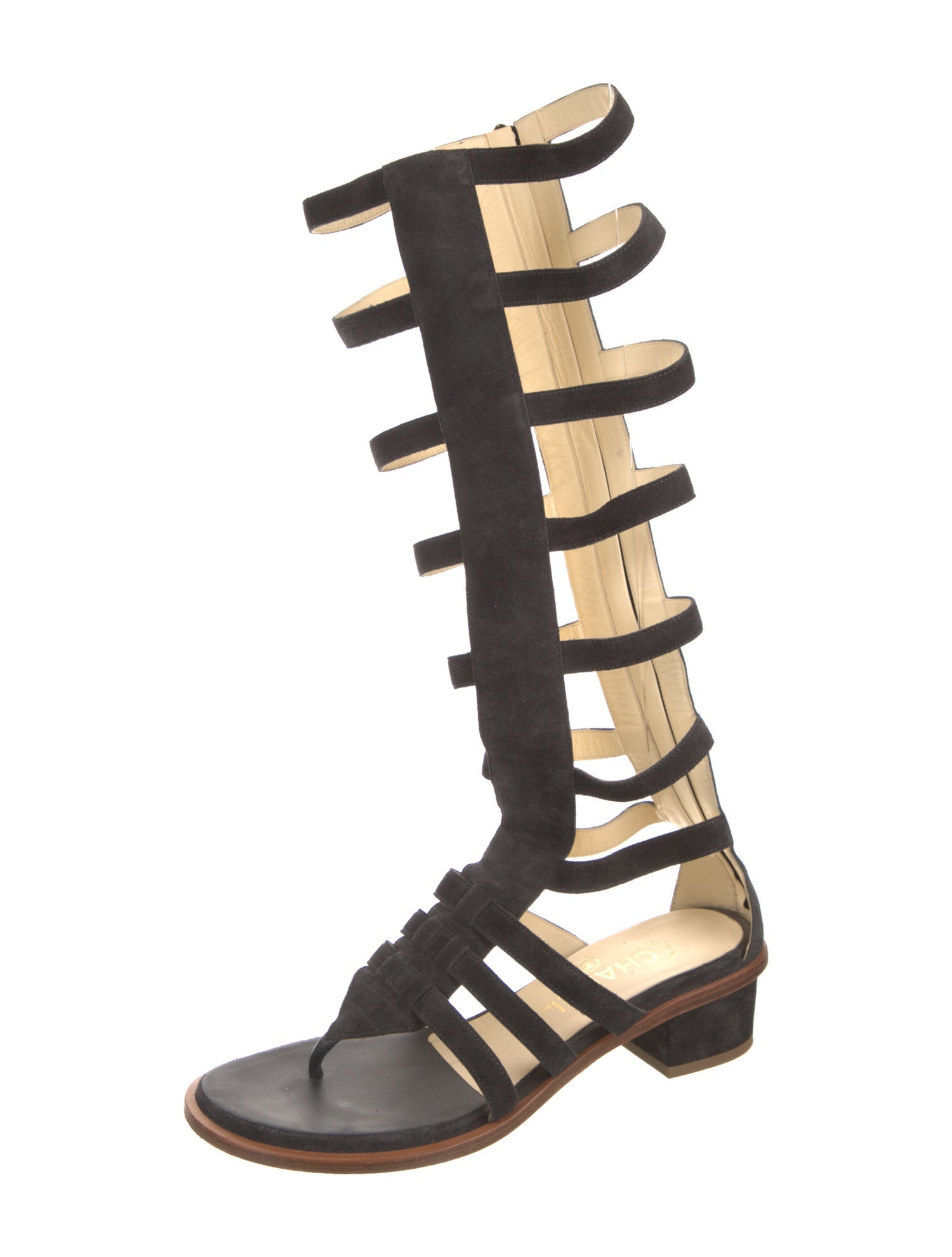 Chanel Interlocking CC Logo Suede Gladiator Sandals