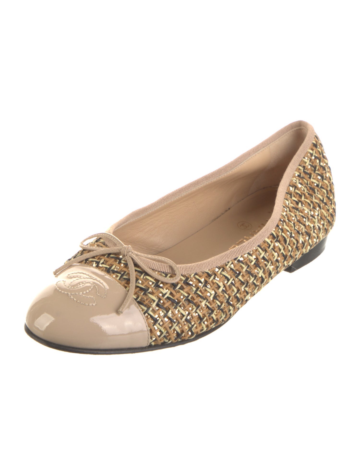 Chanel Interlocking CC Logo Tweed Flats