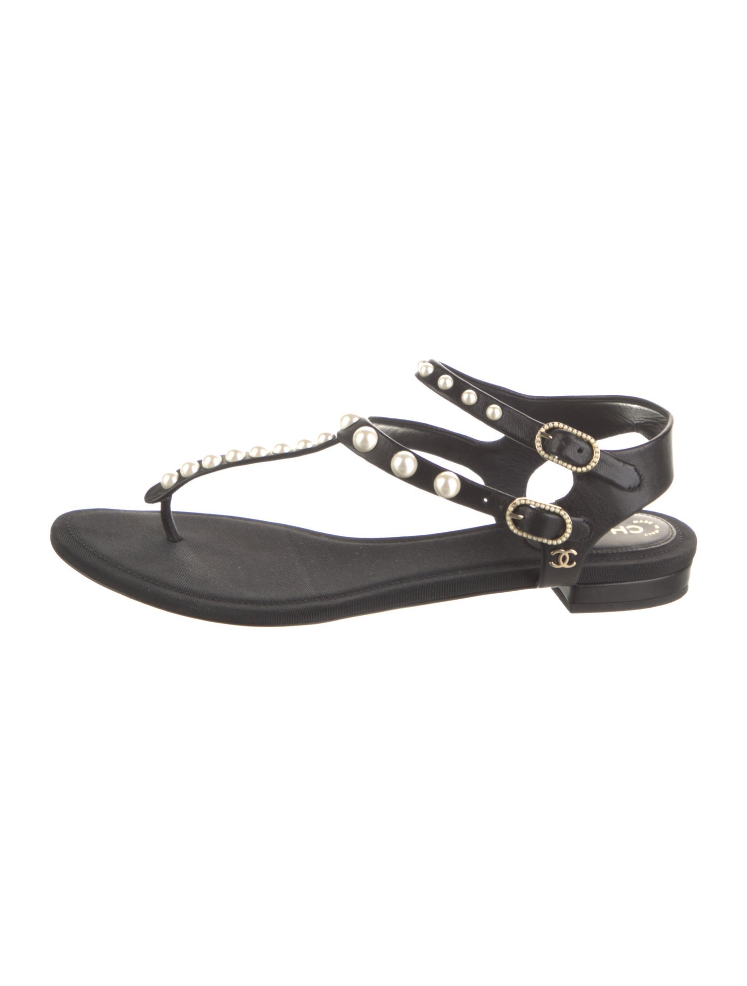 Chanel 2016 Interlocking CC Logo T-Strap Sandals
