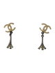 Chanel Enamel CC Eiffel Tower Drop Earrings
