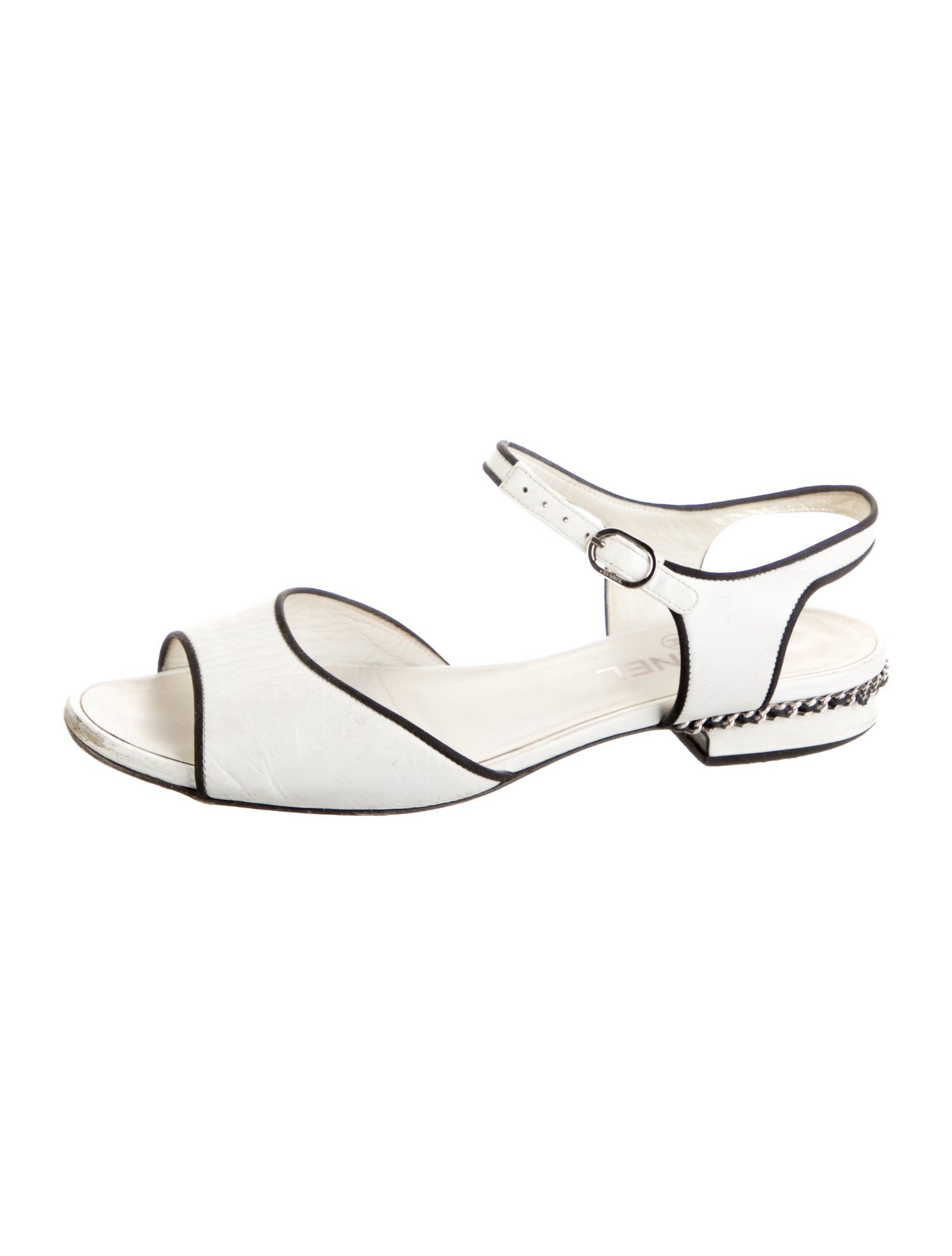 Chanel Interlocking CC Logo Leather Sandals