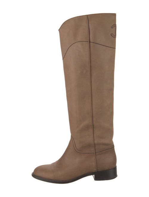 Chanel Interlocking CC Logo Leather Riding Boots