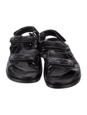 Chanel Interlocking CC Logo Lambskin Slingback Sandals