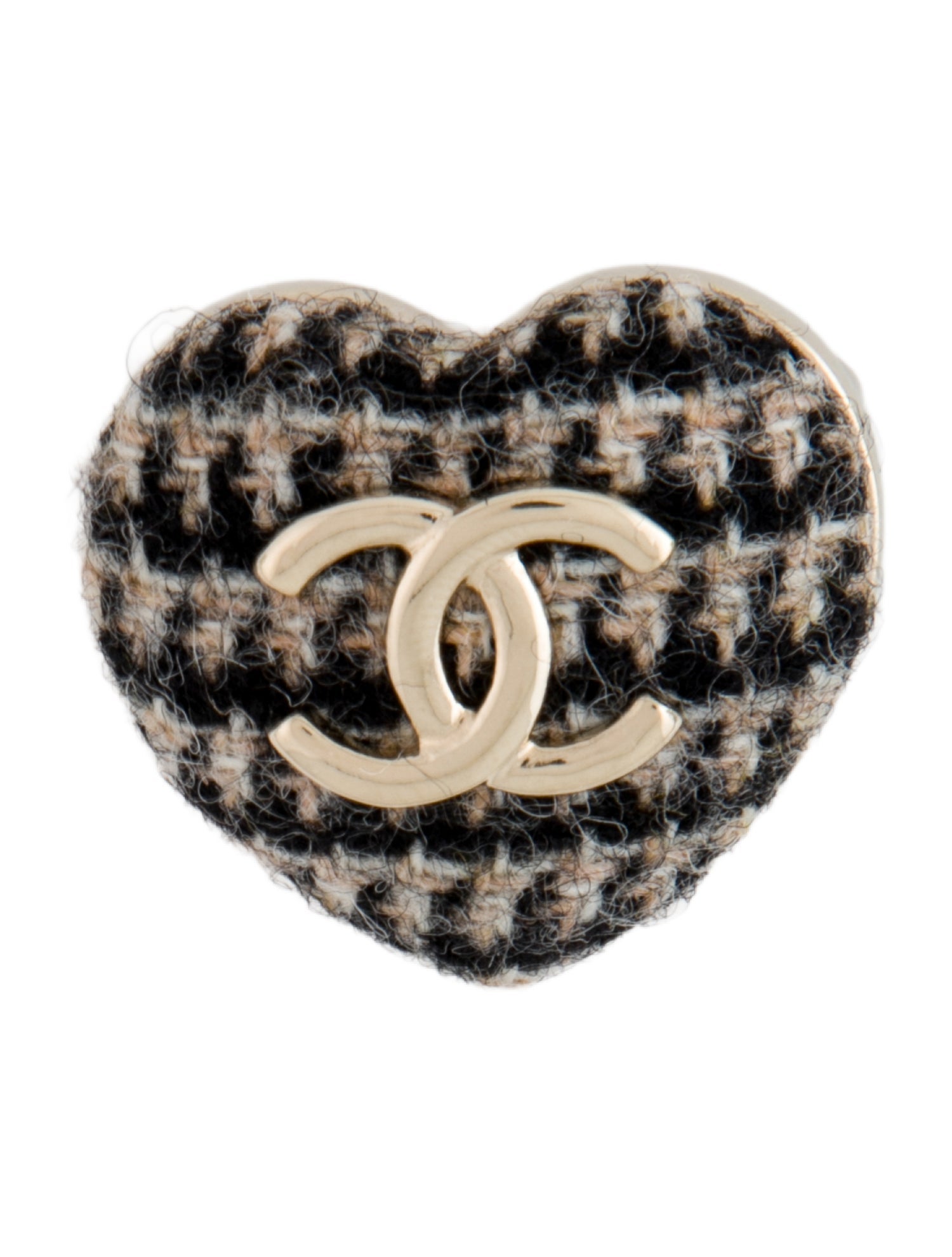 Chanel 2022 Tweed Heart Brooch