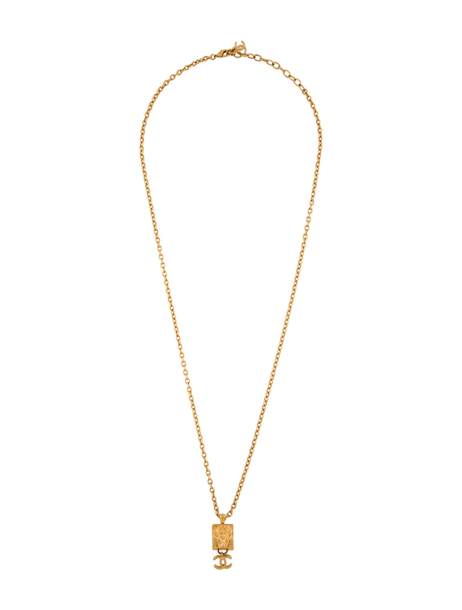 Chanel 2022 CC Lion Head Pendant Necklace