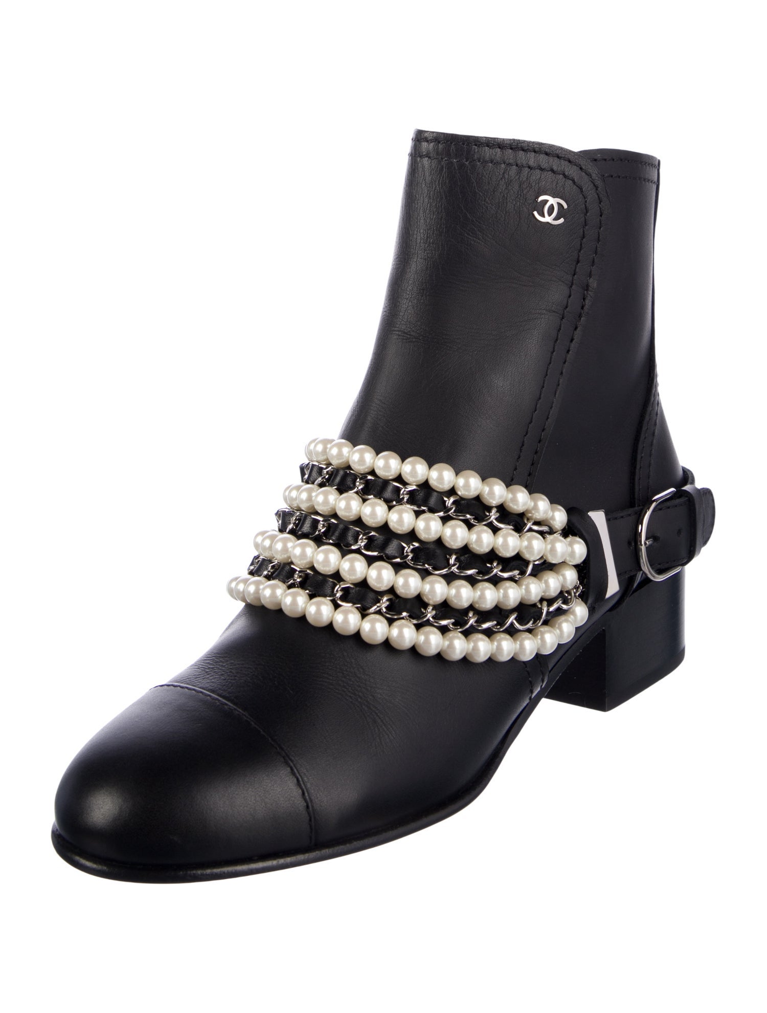 Chanel 2018 Interlocking CC Logo Moto Boots