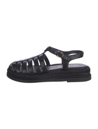 Chanel Interlocking CC Logo Leather Gladiator Sandals