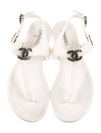 Chanel 2022 Interlocking CC Logo T-Strap Sandals