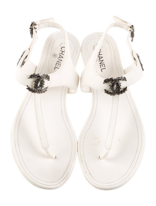Chanel 2022 Interlocking CC Logo T-Strap Sandals