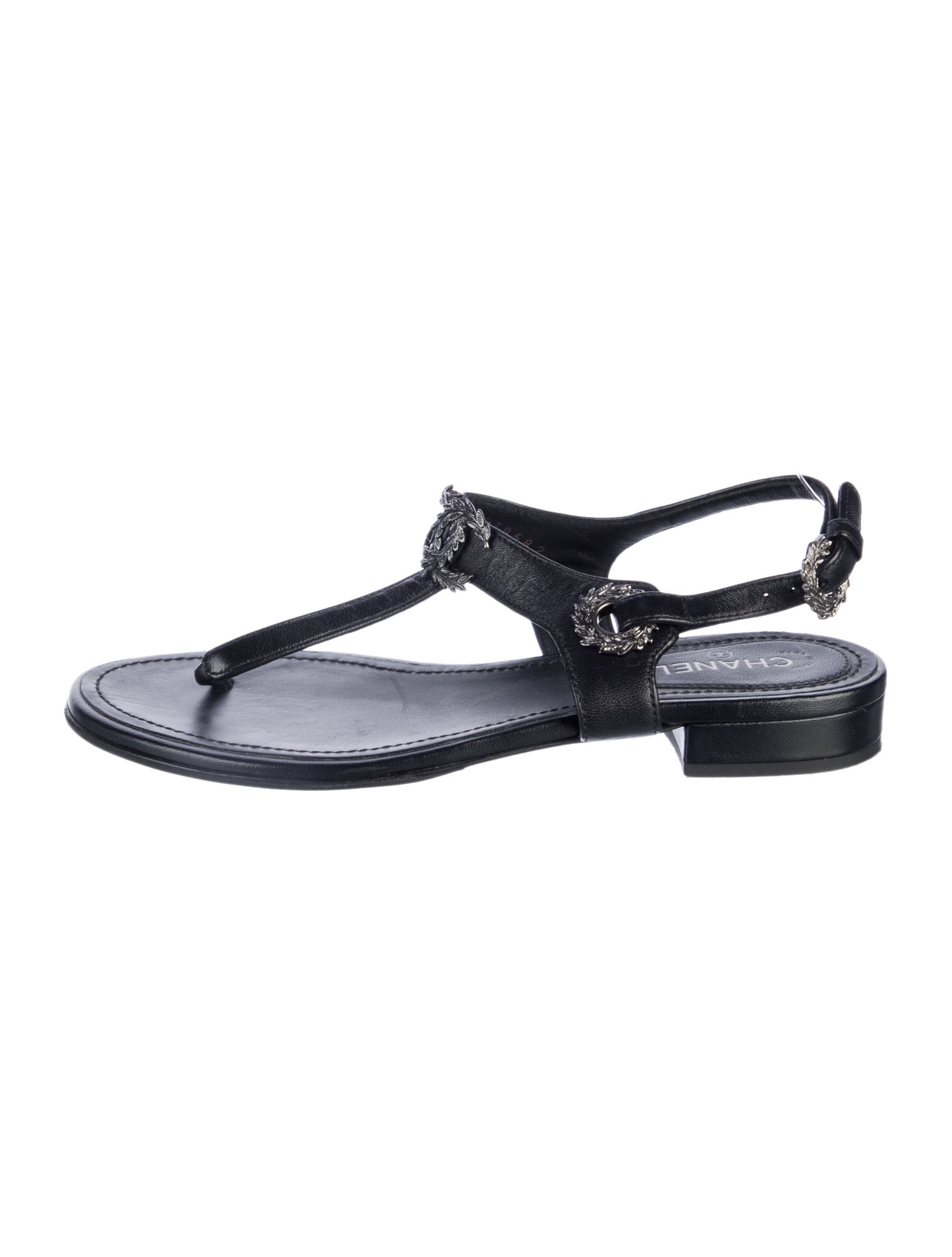 Chanel 2022 Interlocking CC Logo T-Strap Sandals