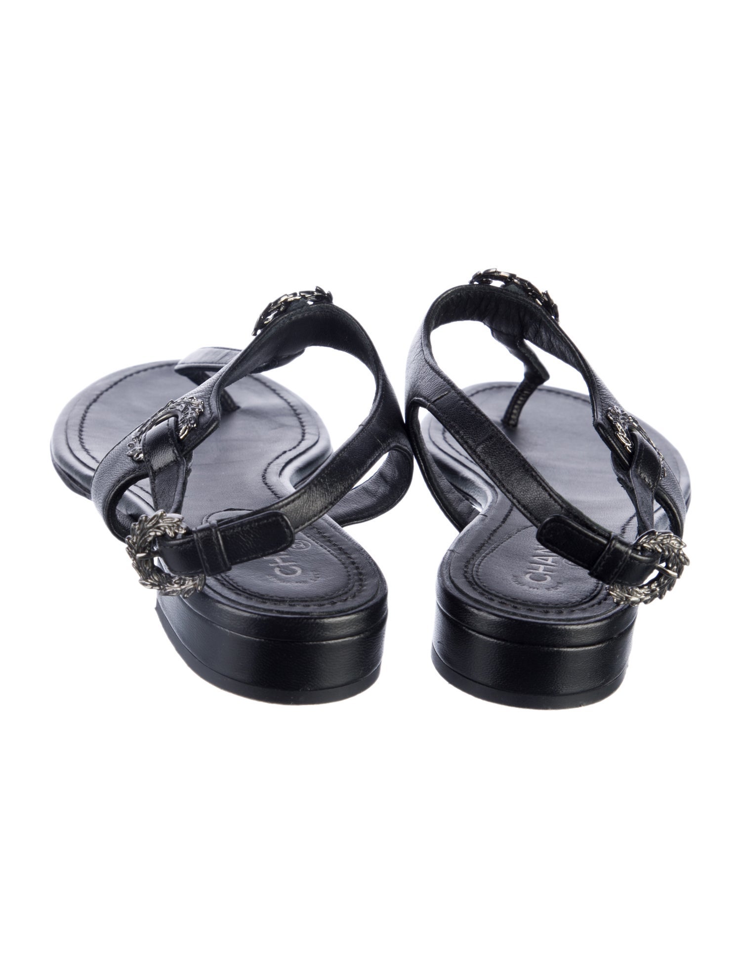 Chanel 2022 Interlocking CC Logo T-Strap Sandals