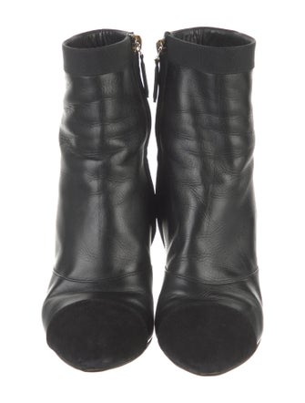 Chanel Leather Grosgrain Trim Boots