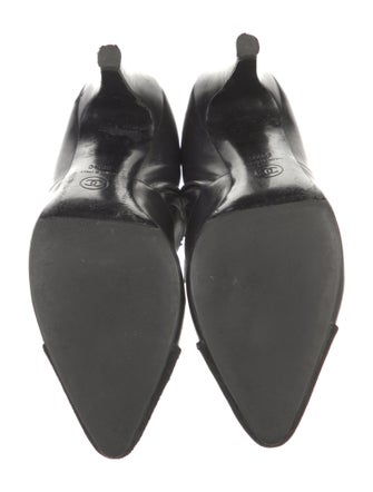 Chanel Leather Grosgrain Trim Boots