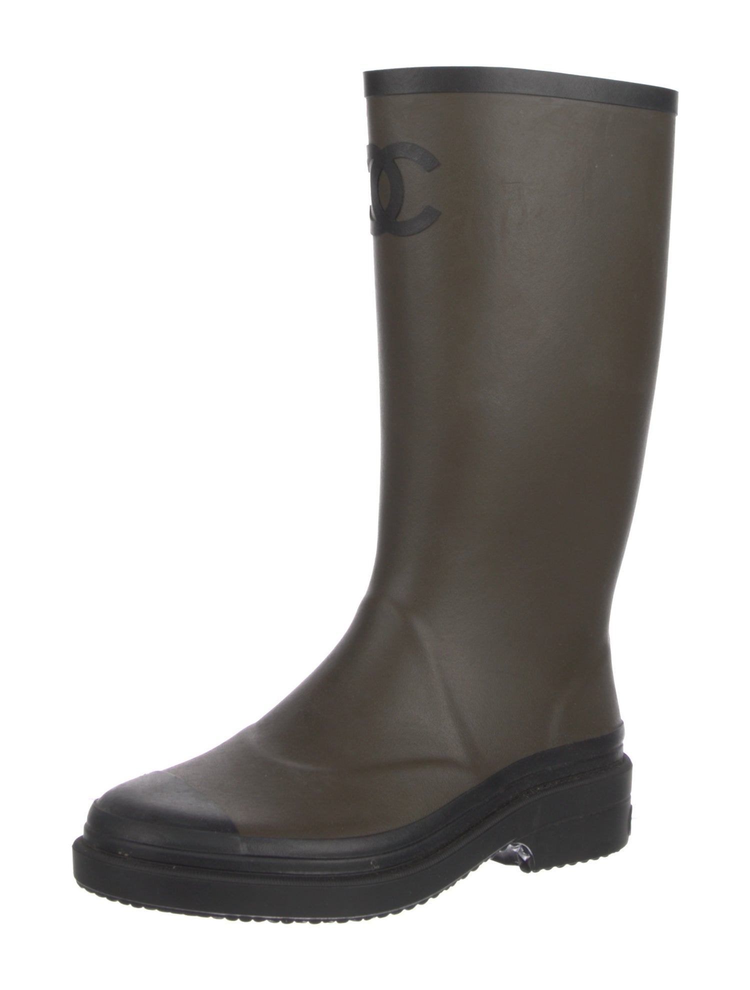 Chanel Interlocking CC Logo Rubber Rain Boots