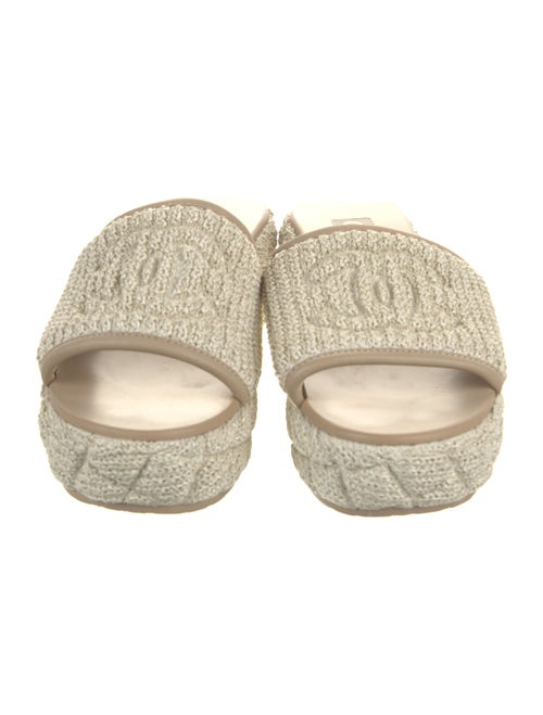 Chanel Interlocking CC Logo Raffia Slides
