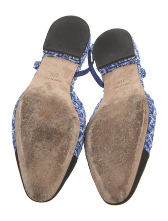 Chanel Interlocking CC Logo Tweed Slingback Flats