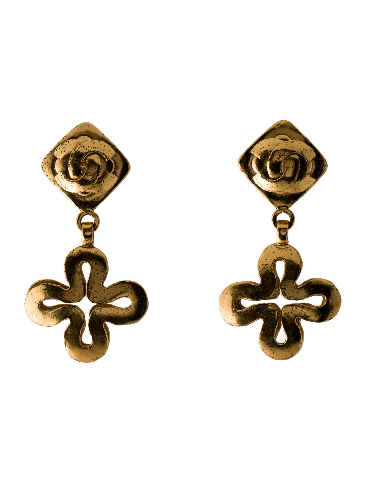 Chanel Vintage CC Clip-On Drop Earrings