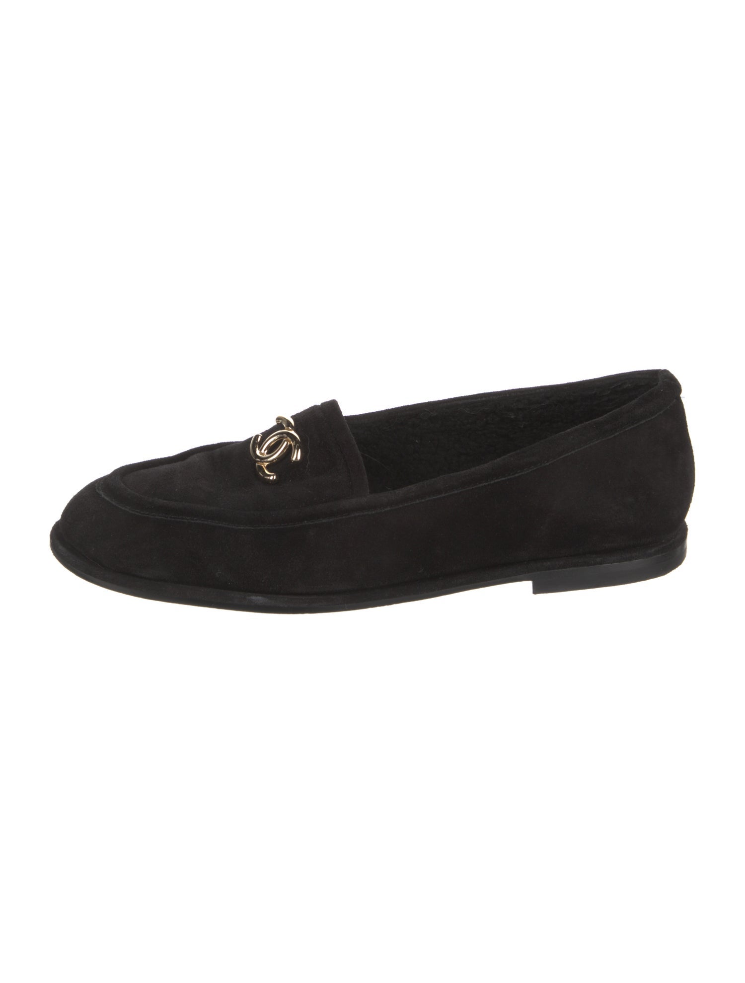Chanel Interlocking CC Logo Suede Loafers