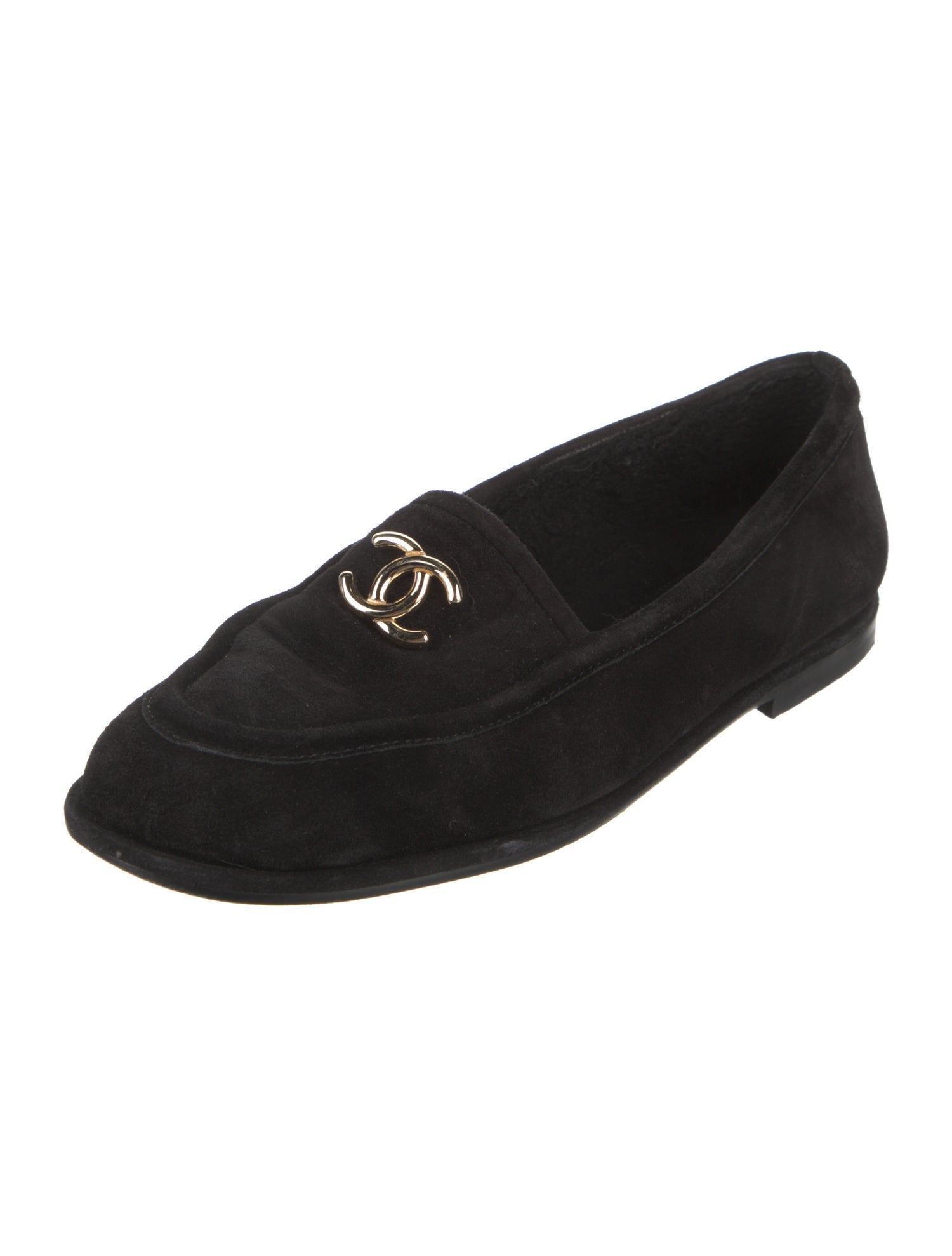 Chanel Interlocking CC Logo Suede Loafers