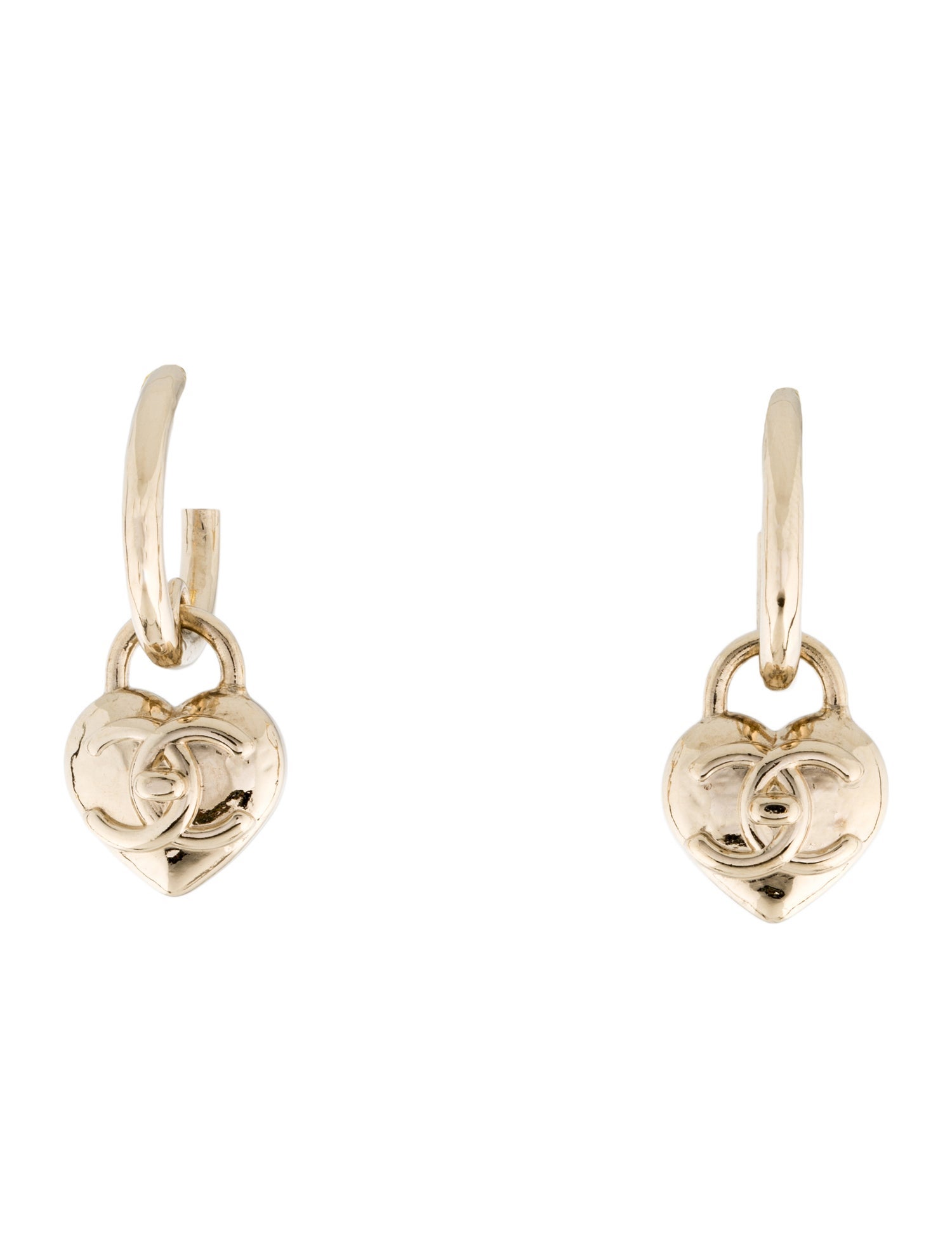 Chanel Heart CC Turn-Lock Drop Earrings