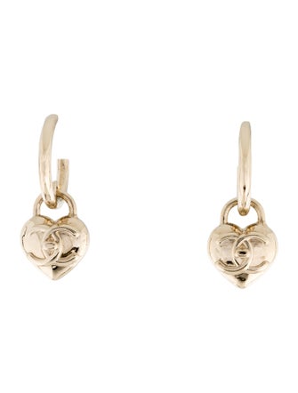Chanel Heart CC Turn-Lock Drop Earrings
