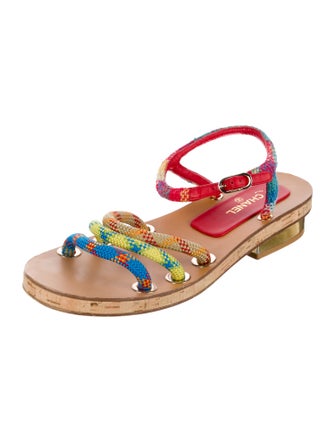 Chanel Interlocking CC Logo Canvas Sandals