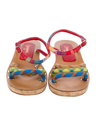 Chanel Interlocking CC Logo Canvas Sandals
