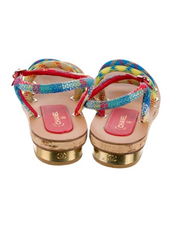 Chanel Interlocking CC Logo Canvas Sandals