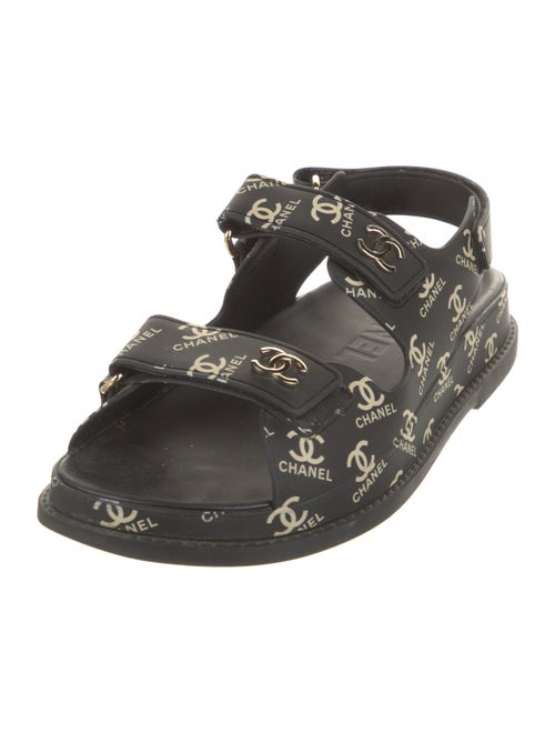 Chanel Interlocking CC Logo Rubber T-Strap Sandals