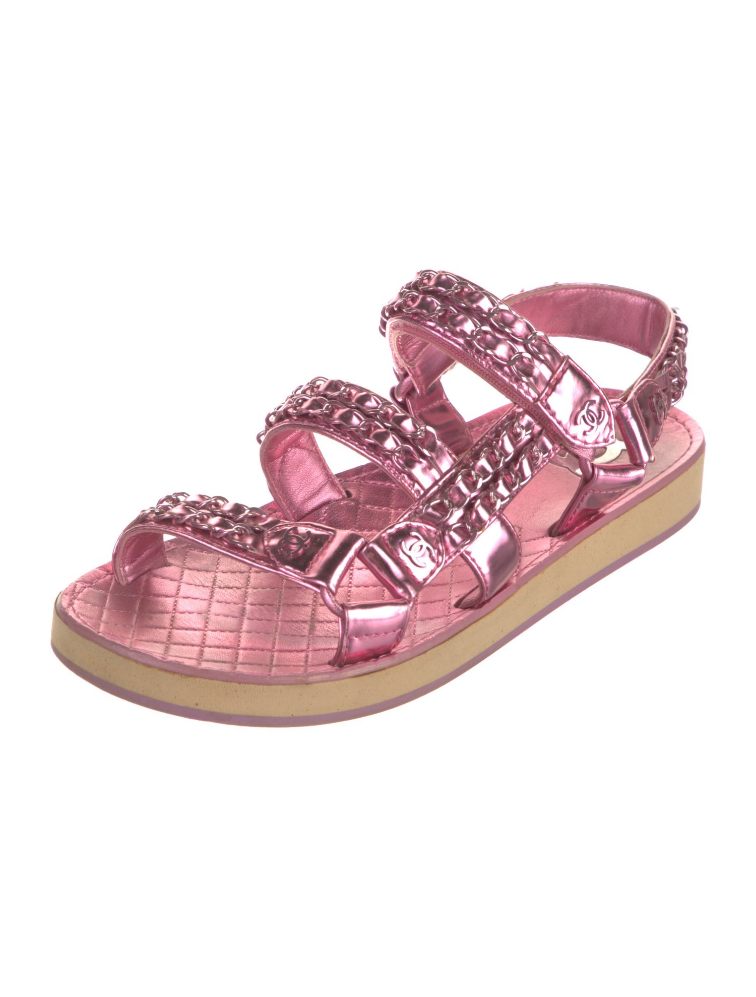 Chanel 2022 Interlocking CC Logo Slingback Sandals