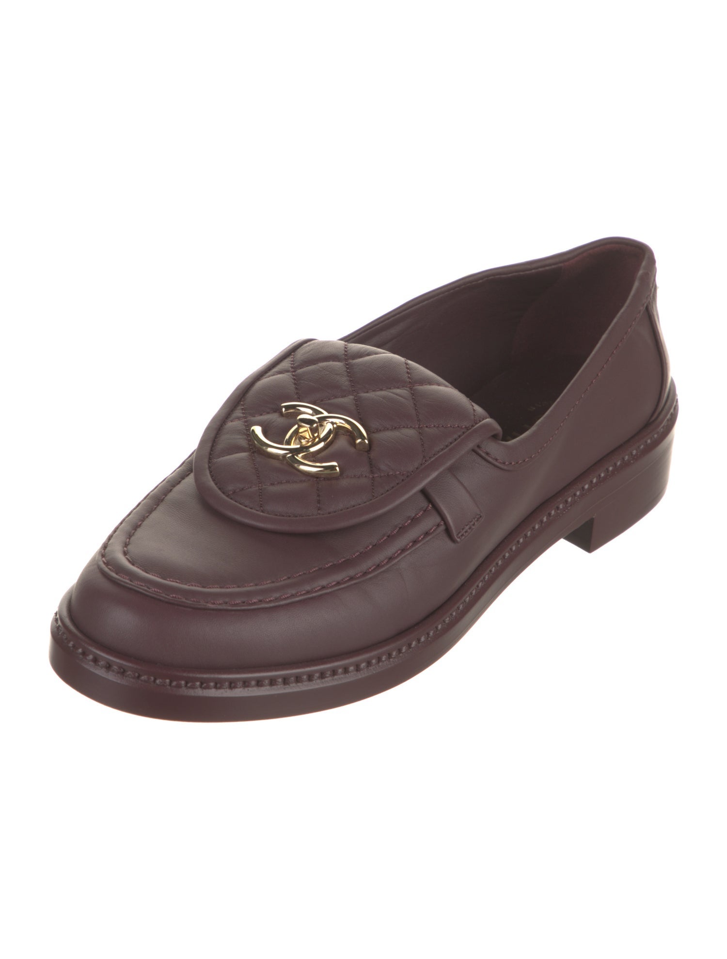 Chanel Interlocking CC Logo Leather Loafers