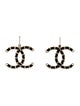 Chanel Leather Chain Woven CC Drop Earrings