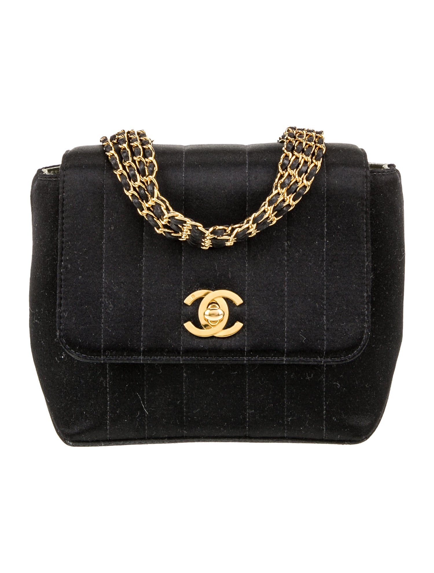 Chanel Satin CC Vertical Quilt Flap Bag
