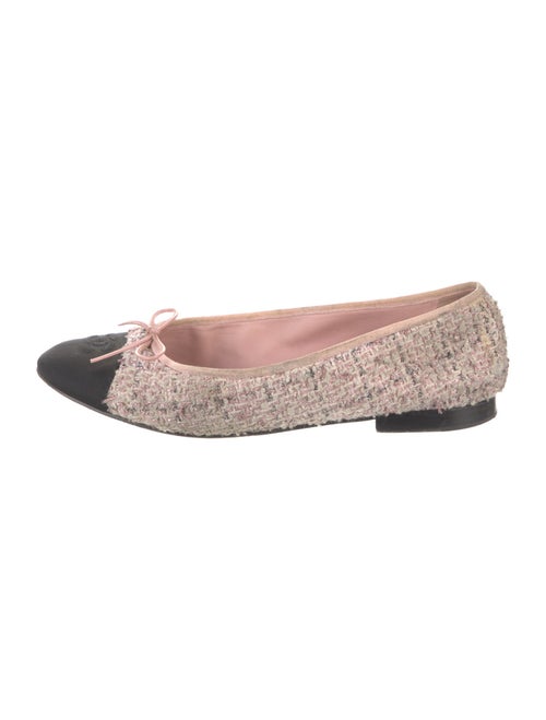 Chanel Interlocking CC Logo Tweed Flats