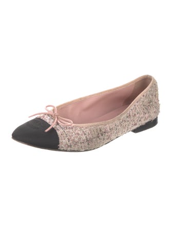 Chanel Interlocking CC Logo Tweed Flats