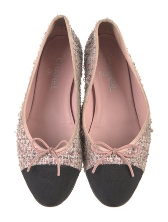 Chanel Interlocking CC Logo Tweed Flats