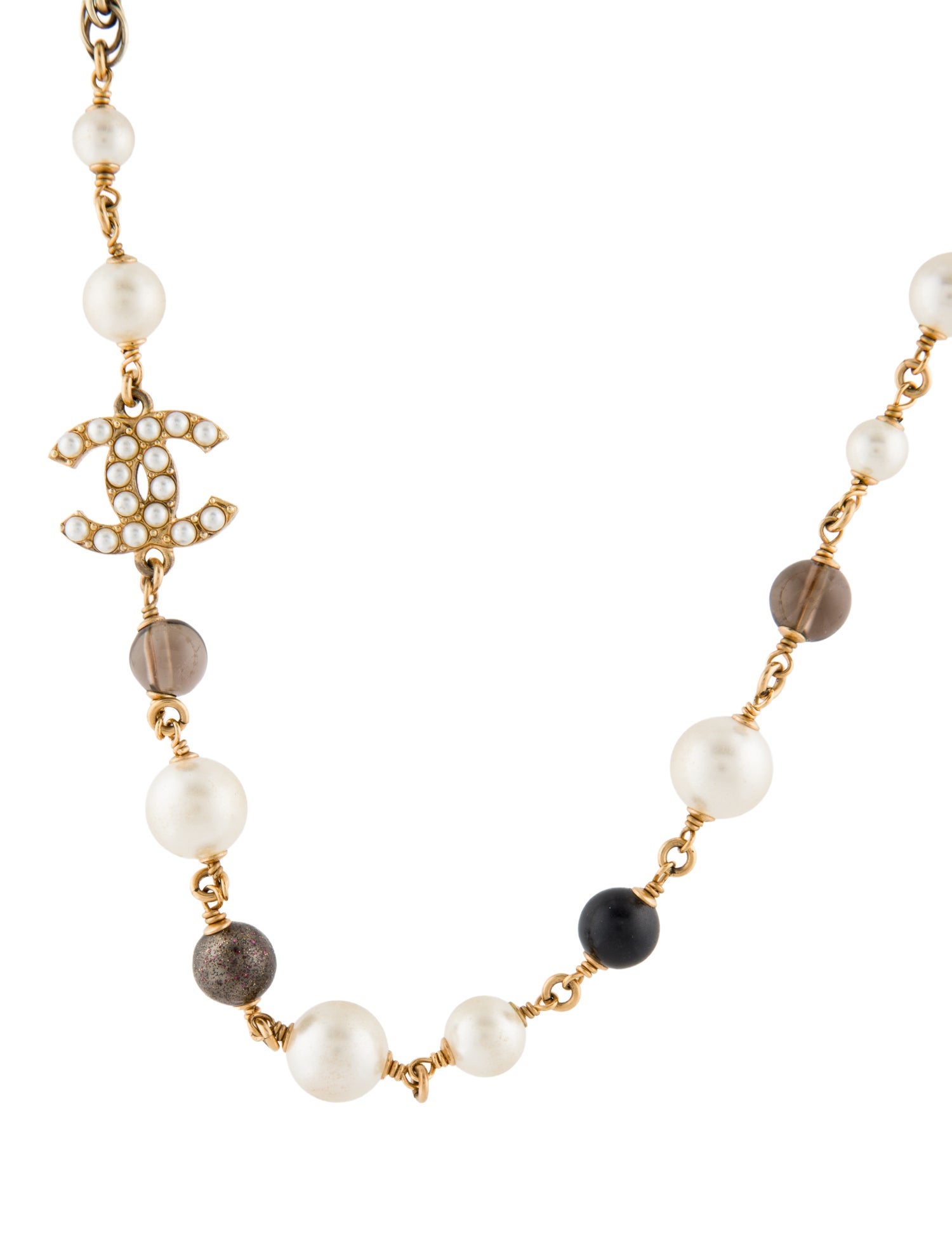 Chanel 2022 Faux Pearl & Resin CC Collar Necklace