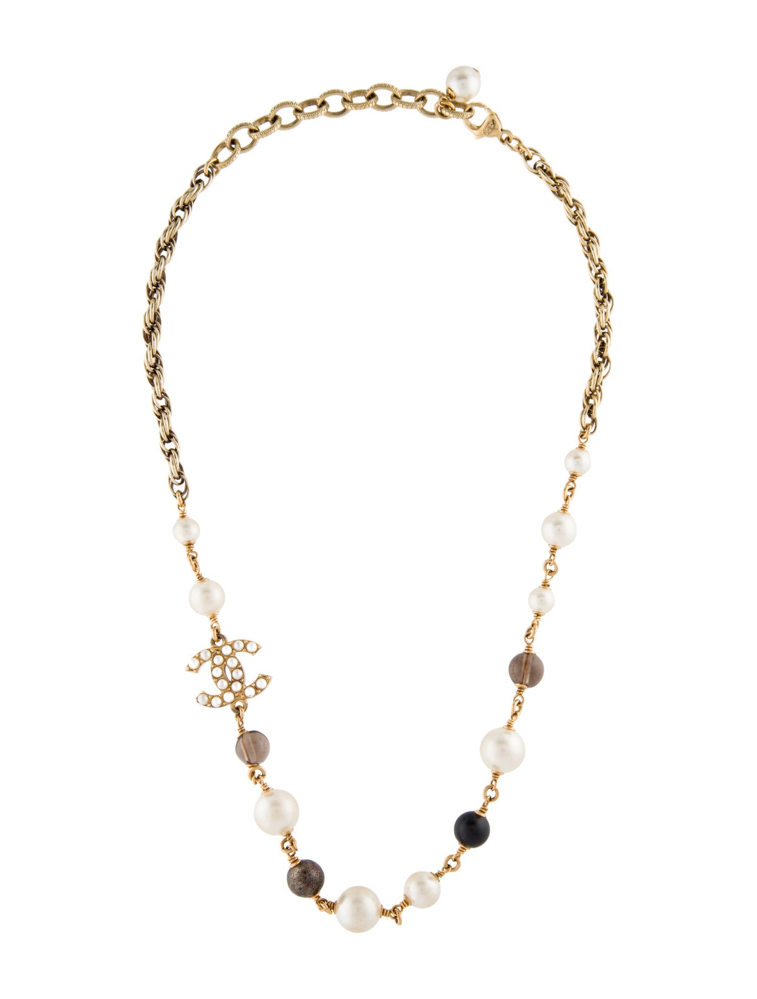 Chanel 2022 Faux Pearl & Resin CC Collar Necklace