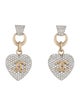 Chanel Strass CC Heart Drop Earrings