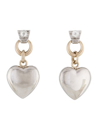 Chanel Strass CC Heart Drop Earrings