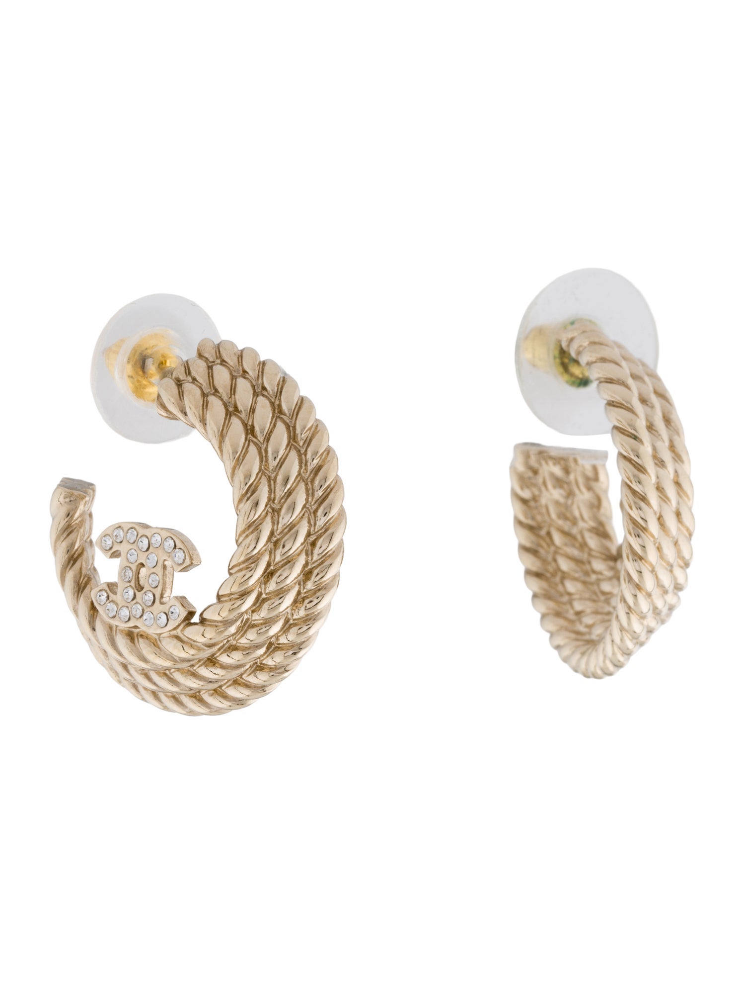 Chanel 2024 Strass CC Hoop Earrings