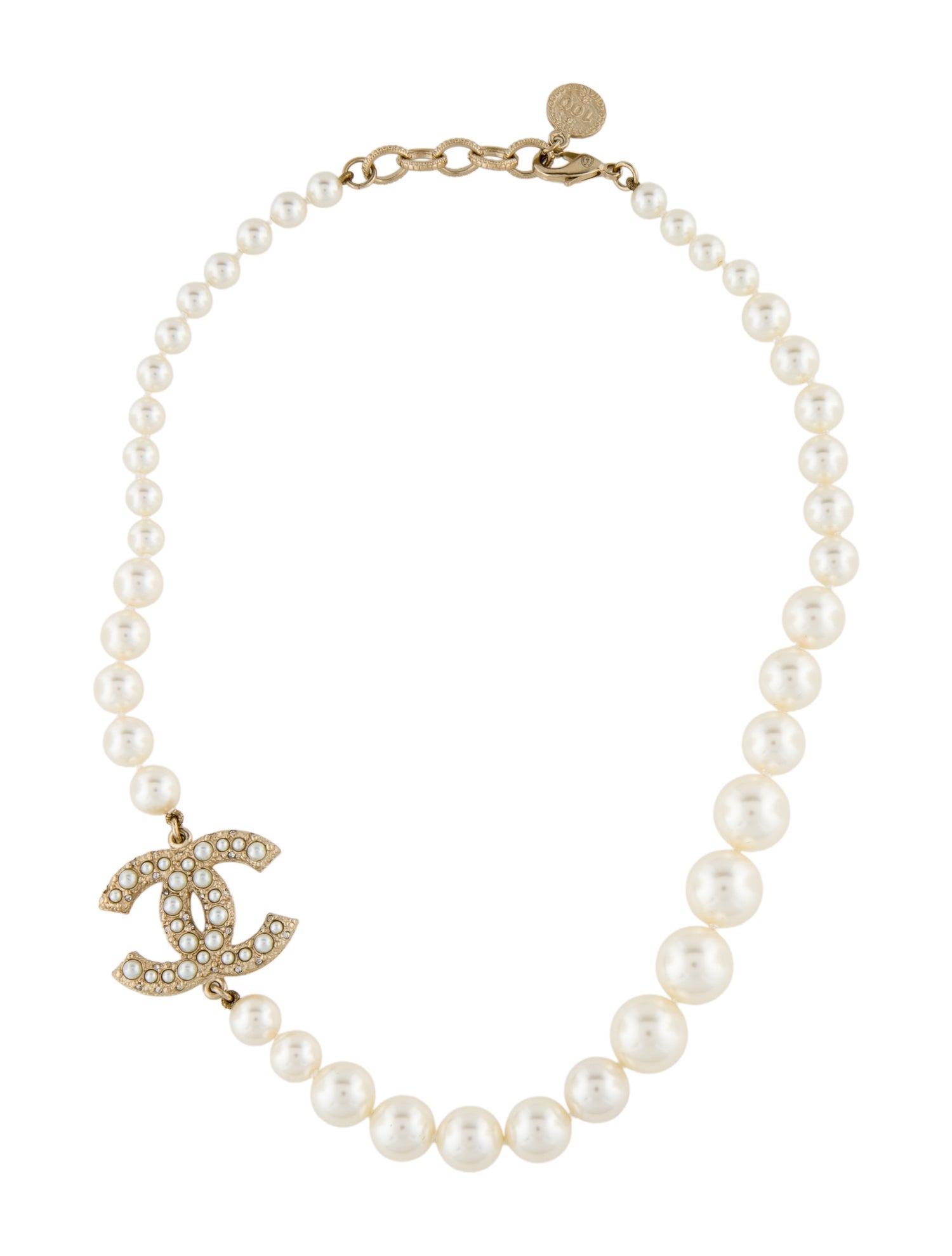 Chanel 2024 Faux Pearl & Strass CC Collar Necklace