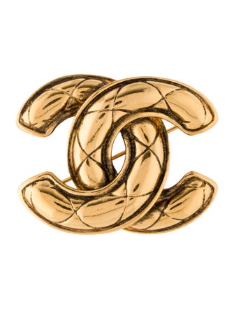Chanel Vintage Quilted CC Brooch