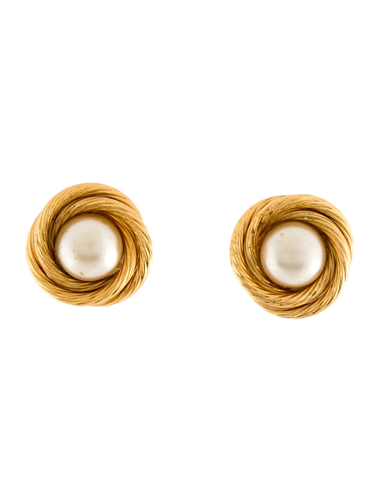 Chanel Vintage Faux Pearl Clip-On Earrings