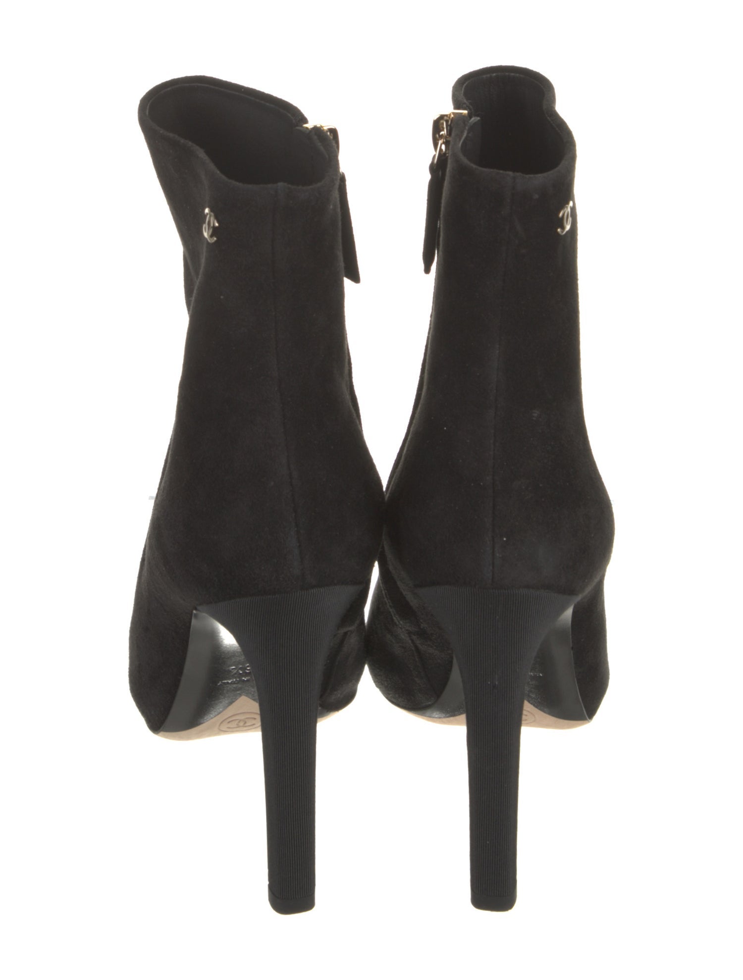 Chanel Interlocking CC Logo Suede Boots