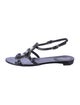 Chanel Interlocking CC Logo Patent Leather T-Strap Sandals